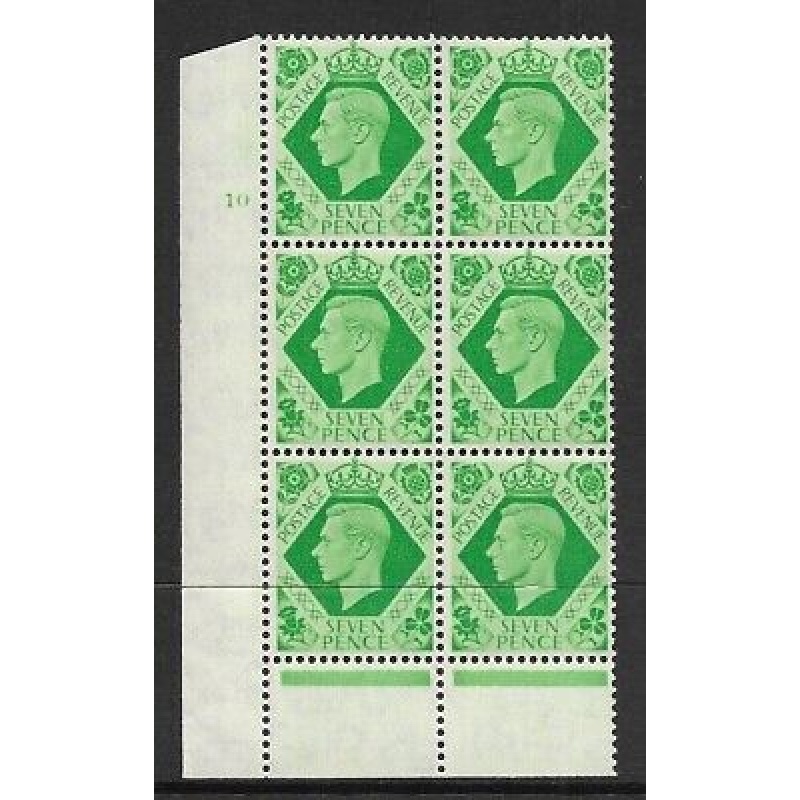 Sg 471c var 1939 7d Dark colours 10 No Dot perf 6(I P) block 6 UNMOUNTED MINT