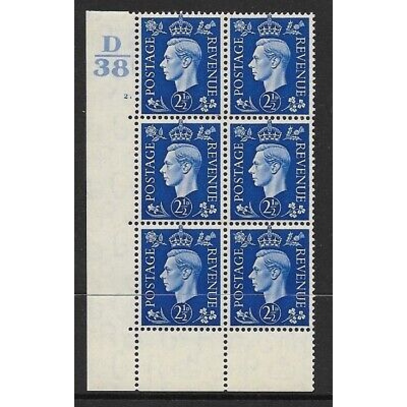 2d Blue Dark colours D38 2 Dot perf 6B(E P) UNMOUNTED MINT