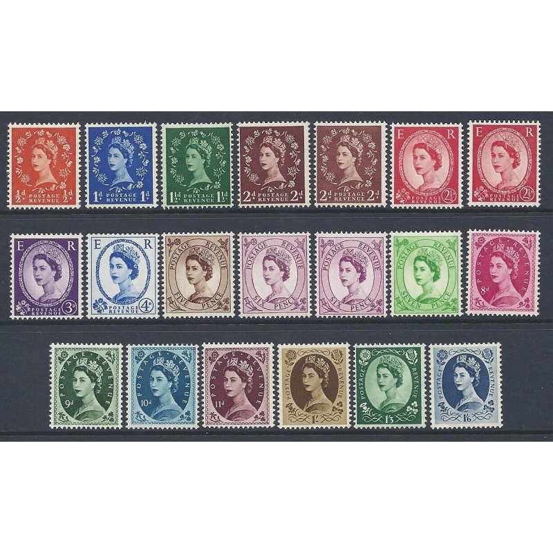 1955-58 Sg 540-556 Edward Crown Watermark Full set of 20 values UNMOUNTED MINT