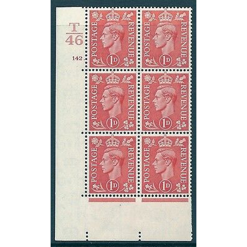 1d Pale scarlet Control T46 142 Dot cylinder block UNMOUNTED MINT MNH