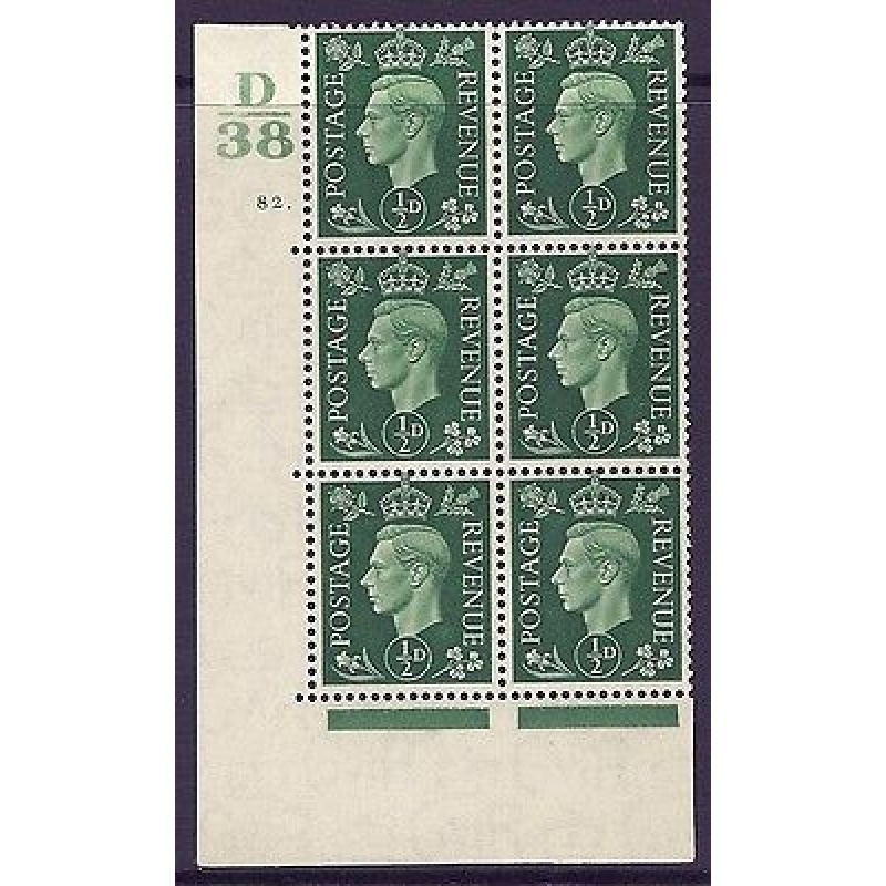 1937 d Green Dark colours D38 82 Dot Perf 5(E I) block 6 UNMOUNTED MINT MNH