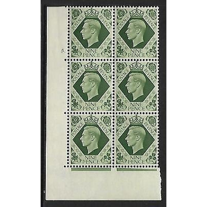 9d Dark colours 5 Dot perf 5(E I) block 6 UNMOUNTED MINT