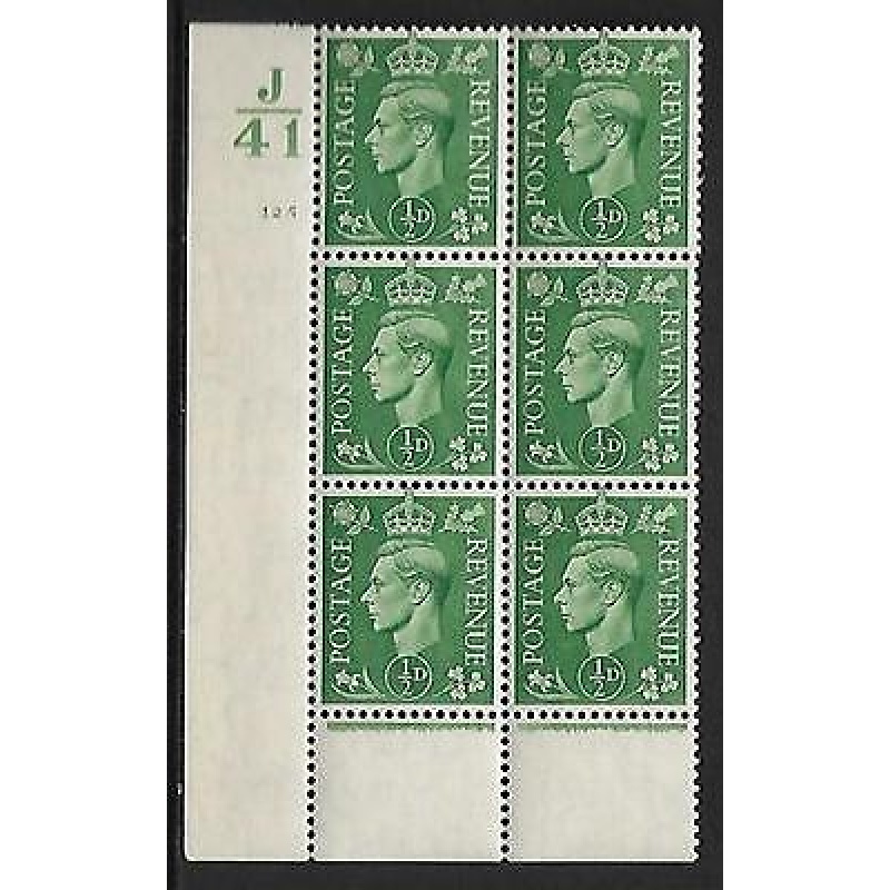 d Green cylinder Block Control J 41 125 No Dot perf 6(I P) UNMOUNTED MINT MNH