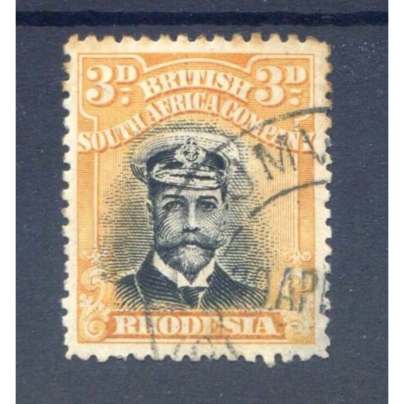 Rhodesia 3d Black  Deep Yellow SG221 Fine Used