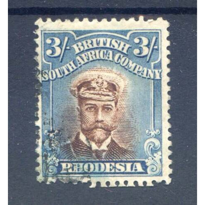 Rhodesia 3 - Chocolate  Deep Turqoise Blue SG236b Fine Used