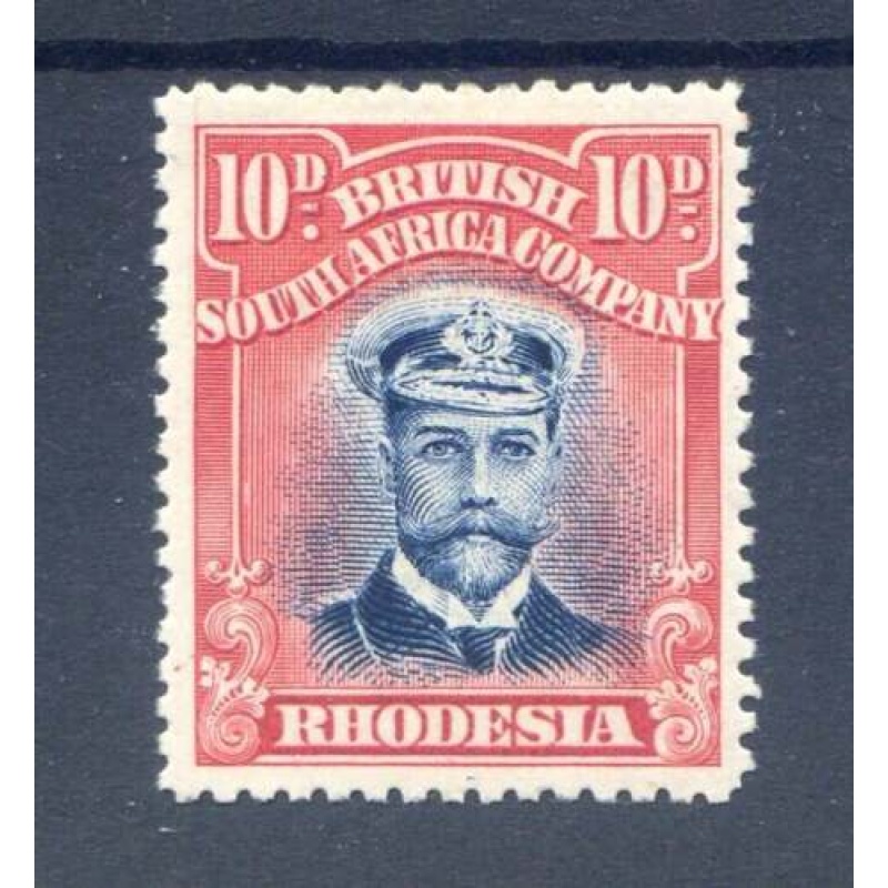 Rhodesia 10d Deep Blue  Carmine Red SG247 Mounted Mint