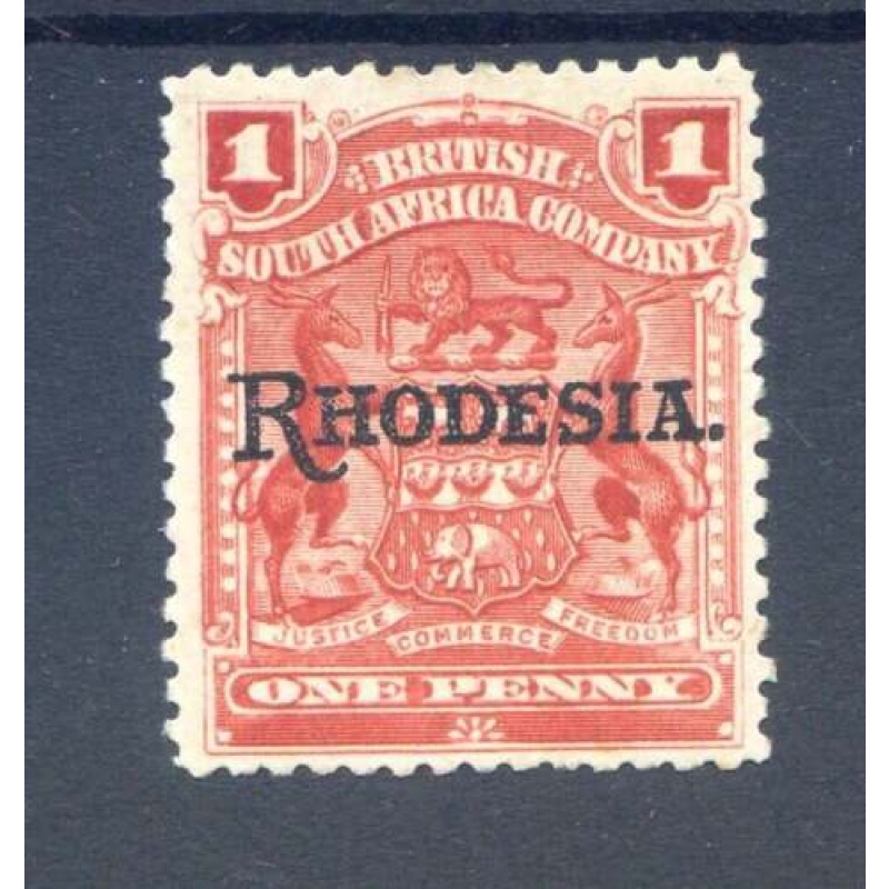 Rhodesia 1d Deep Carmine Rose SG101c Mounted Mint