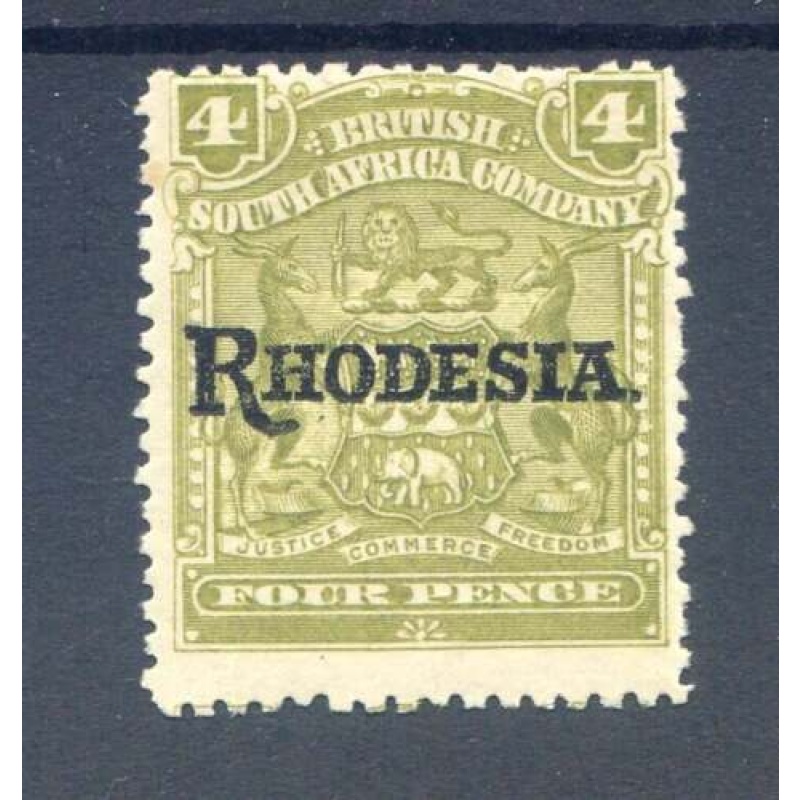 Rhodesia 4d Olive SG105 Mounted Mint