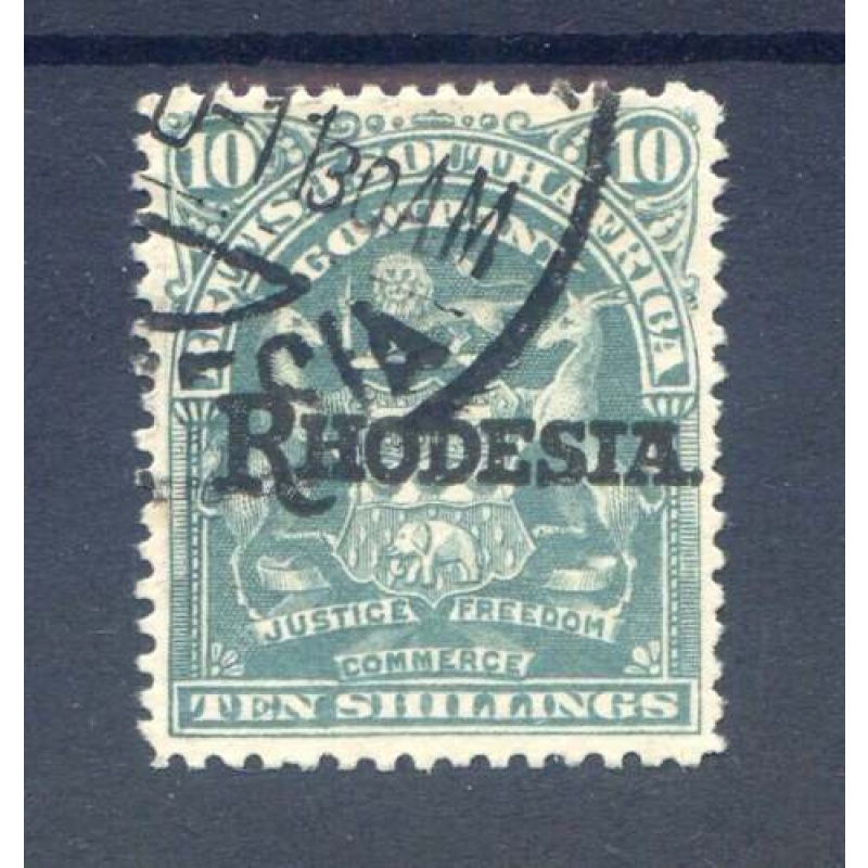 Rhodesia 10 - Dull Green SG112 Good Used