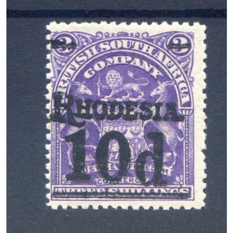 Rhodesia 10d on 3 - Deep Violet SG117 Mounted Mint