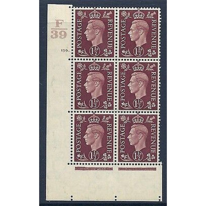 1937 1d Brown Dark colours F39 159 Dot perf 5(E I) block 6 UNMOUNTED MINT MNH