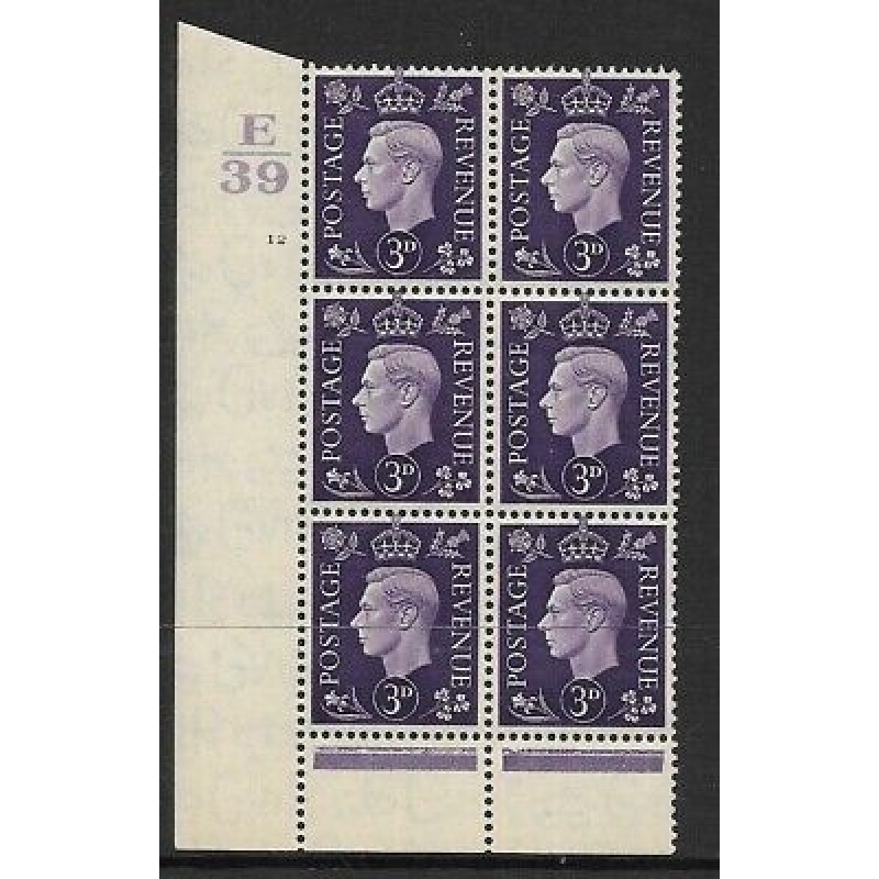 3d Violet Dark colours E39 12 No Dot perf 6(I P) block 6 UNMOUNTED MINT MNH