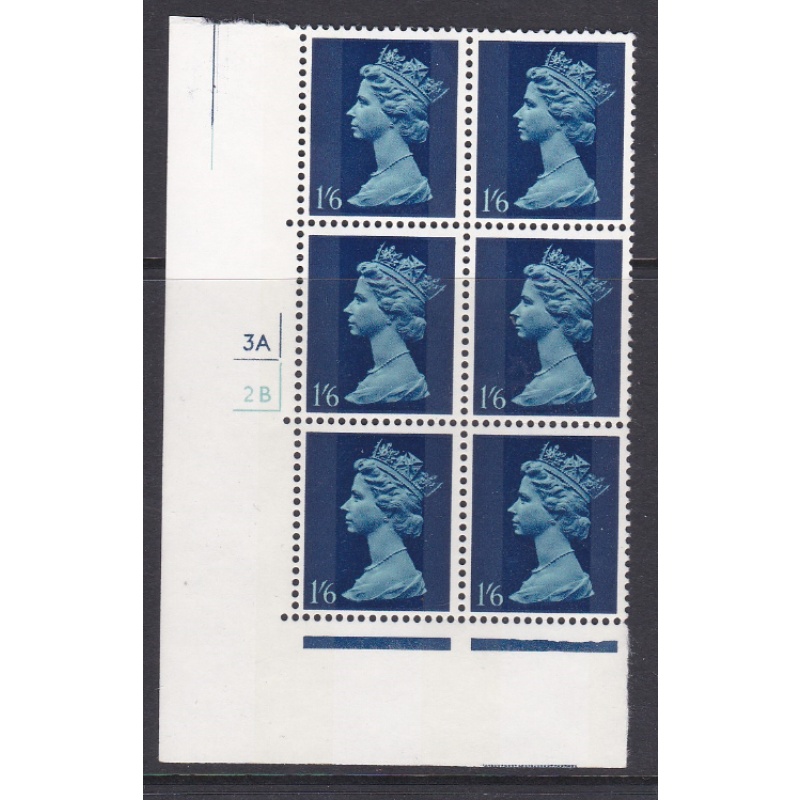 1 6 Pre-decimal Machin Indigo  2B head B perf A Cyl 3A2B No dot UNMOUNTED MINT