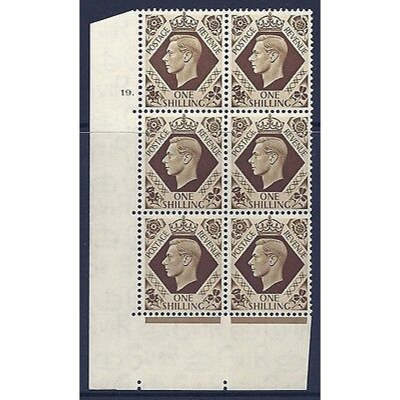 1939 1 - Bistre-Brown 19 Dot perf 5(E I) block 6 UNMOUNTED MINT MNH