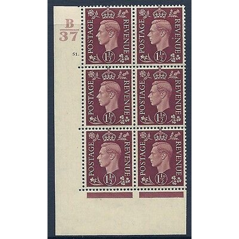 1937 1d Brown Dark colours B37 51 Dot perf 5(E I) block 6 UNMOUNTED MINT MNH