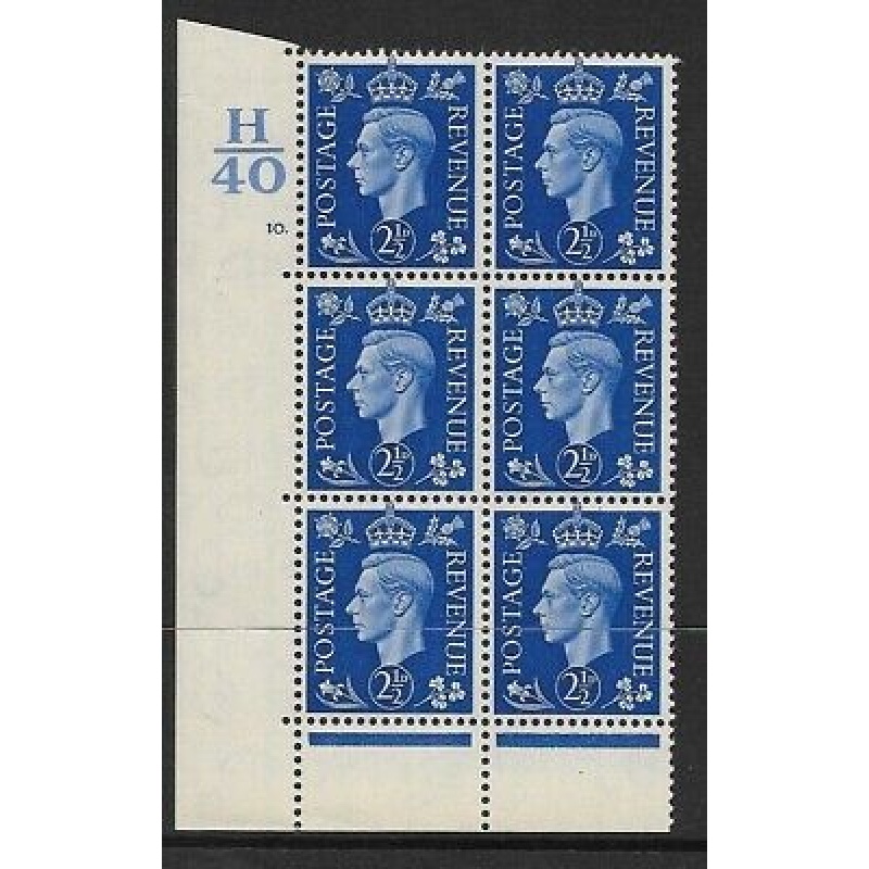 1937 2d Blue Dark colours H40 10 Dot perf 6B(E P) block 6 UNMOUNTED MINT MNH