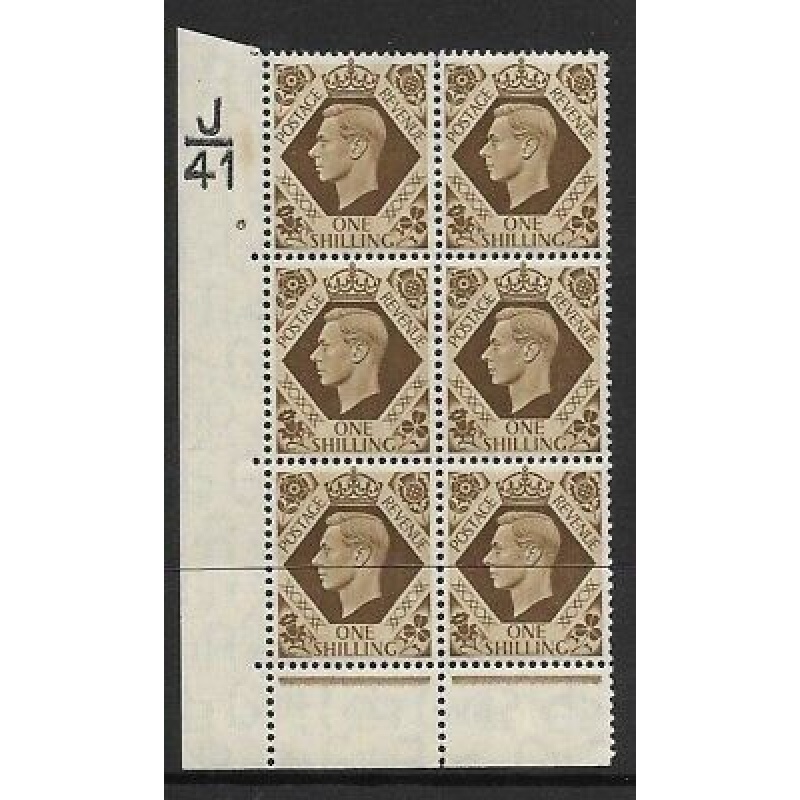 1939 1 - Bistre-Brown J41 6 No Dot perf 6C(E P) block 6 UNMOUNTED MINT