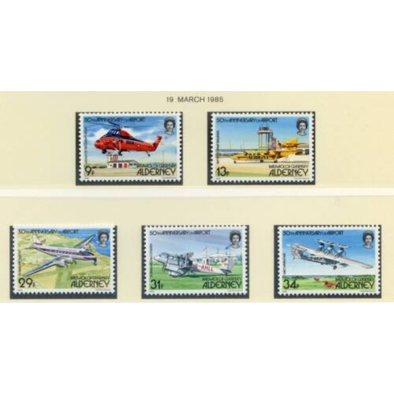 Alderney 1985 Airport Set SGA18 22 Unmounted Mint