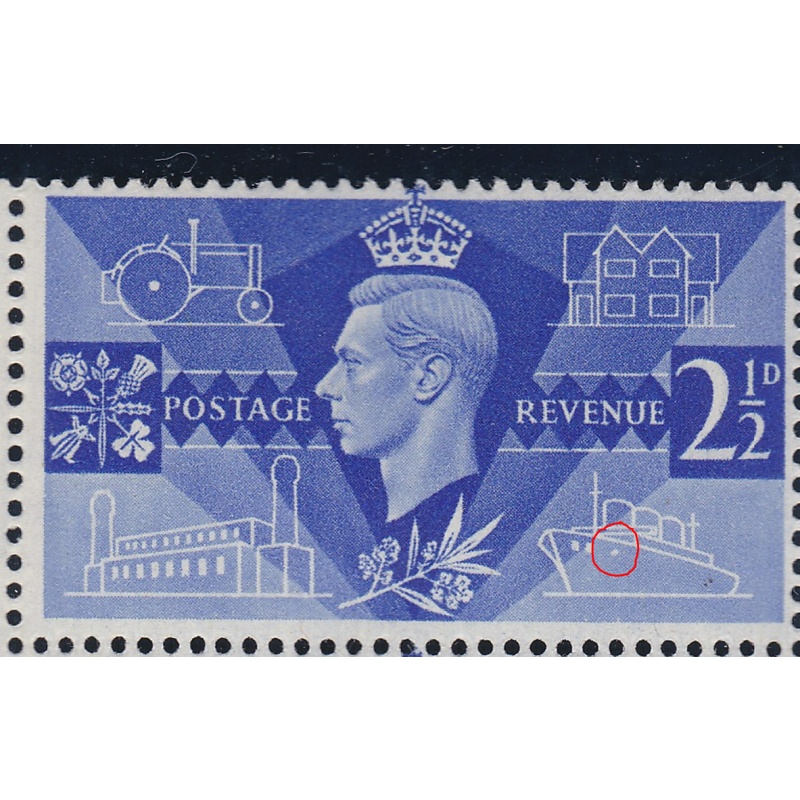 Sg491a George VI  1946 Extra porthole S46 11 no dot Row 16 1 UNMOUNTED MINT