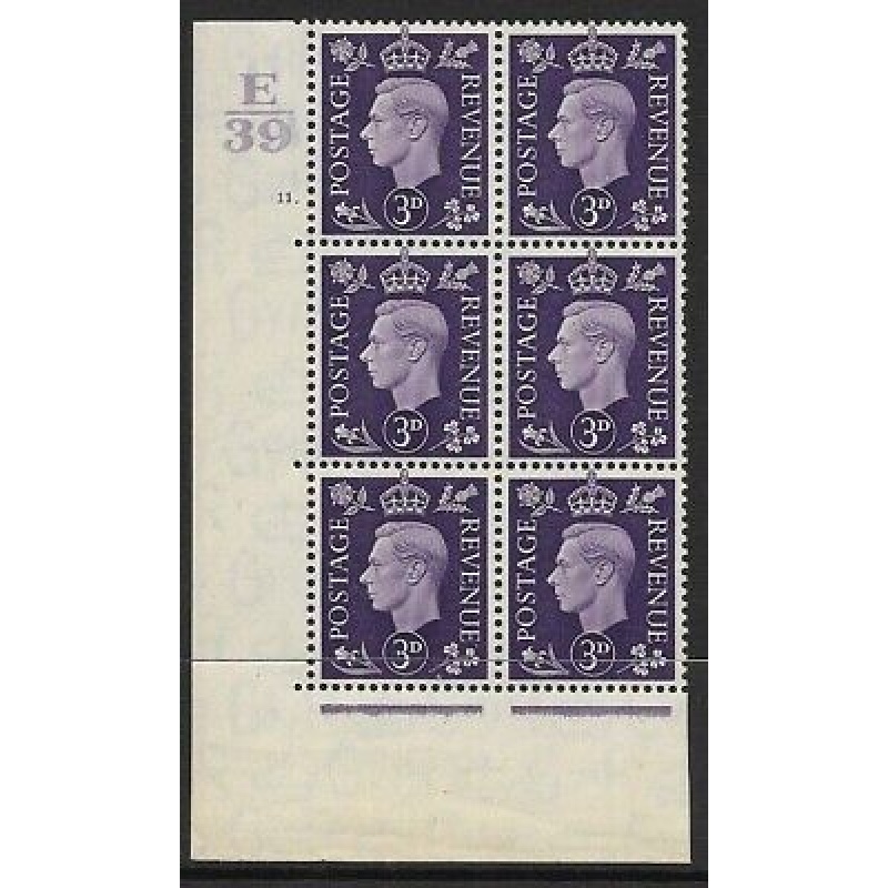 3d Violet Dark colours E39 11 Dot perf 5(E I) block 6 UNMOUNTED MINT MNH