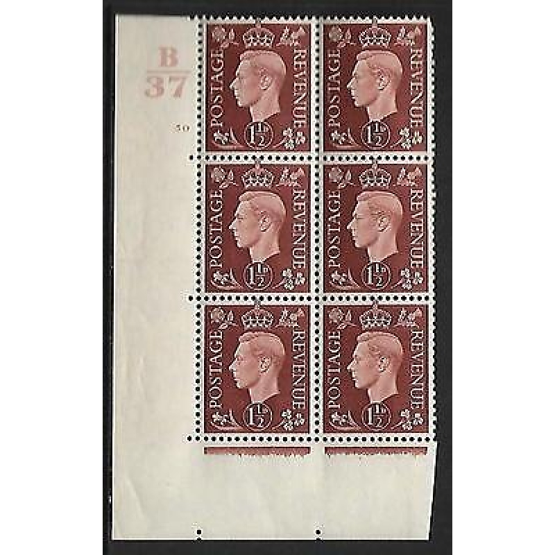 1937 1d Brown Dark colours B37 50 No Dot perf 5(E I) block 6 UNMOUNTED MINT MNH