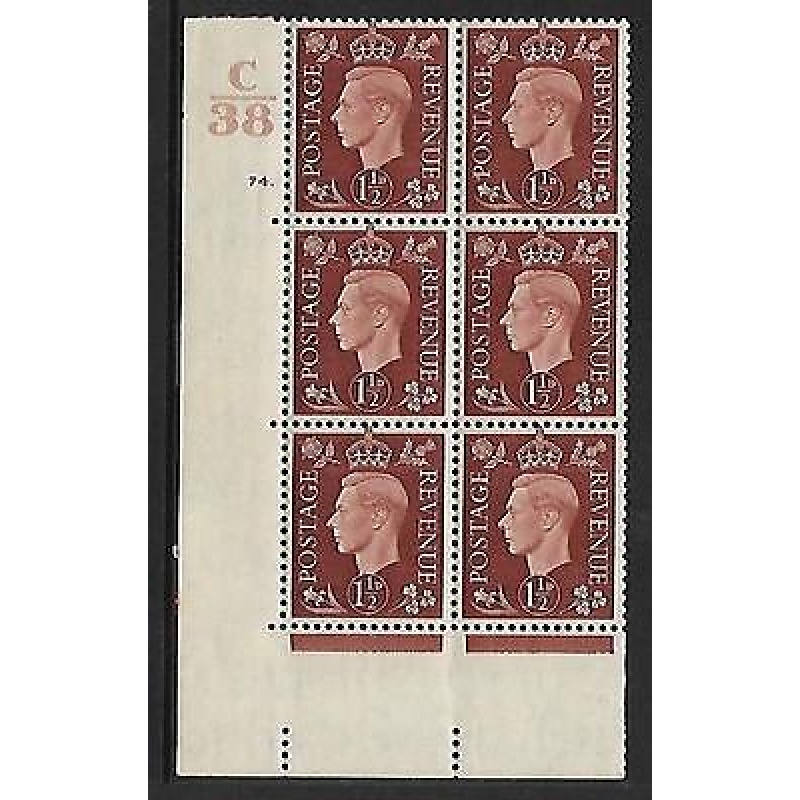 1937 1d Brown Dark colours C38 74 Dot perf 5(E I) block 6 UNMOUNTED MINT MNH