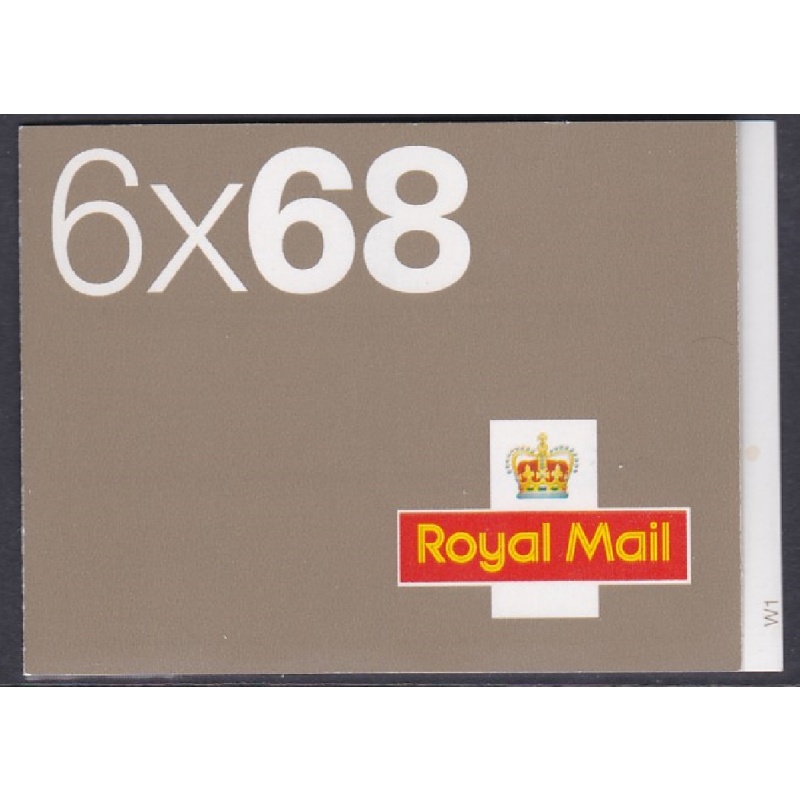 NB1 2002 Airmail - Worldwide Letter 20g barcode booklet 6 x 68p - Cylinder W1