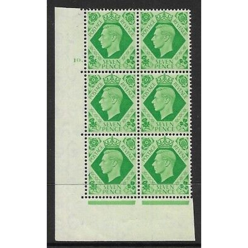 Sg 471 1939 7d Dark colours 10 Dot perf 5 block 6 UNMOUNTED MINT