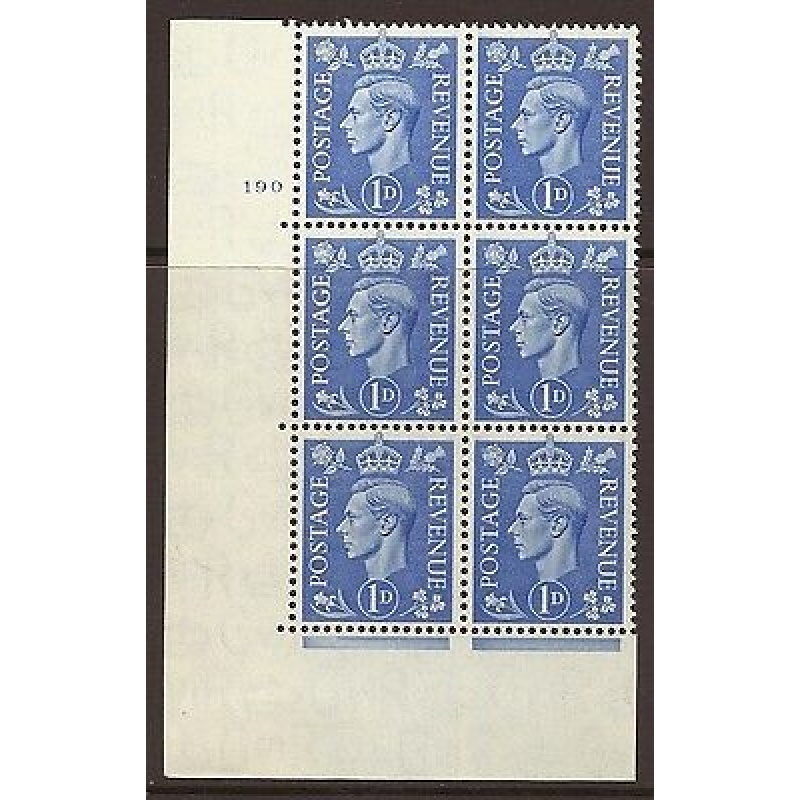 1d Light Blue Cylinder 190 No Dot perf 5(E I) UNMOUNTED MINT MNH