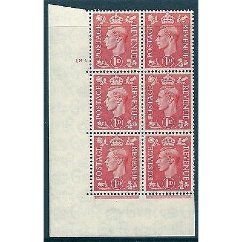 1d Pale scarlet 183 No Dot cylinder block perf 5(E I) UNMOUNTED MINT MNH