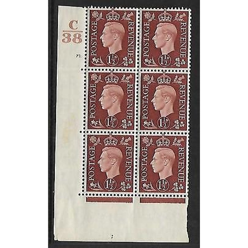 1937 1d Brown Dark colours C38 71 Dot perf 5(E I) block 6 UNMOUNTED MINT MNH