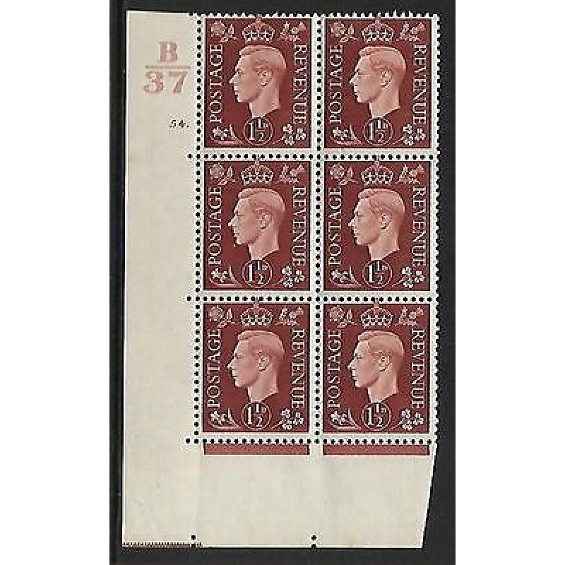 1937 1d Brown Dark colours B37 54 Dot perf 5(E I) block 6 UNMOUNTED MINT MNH