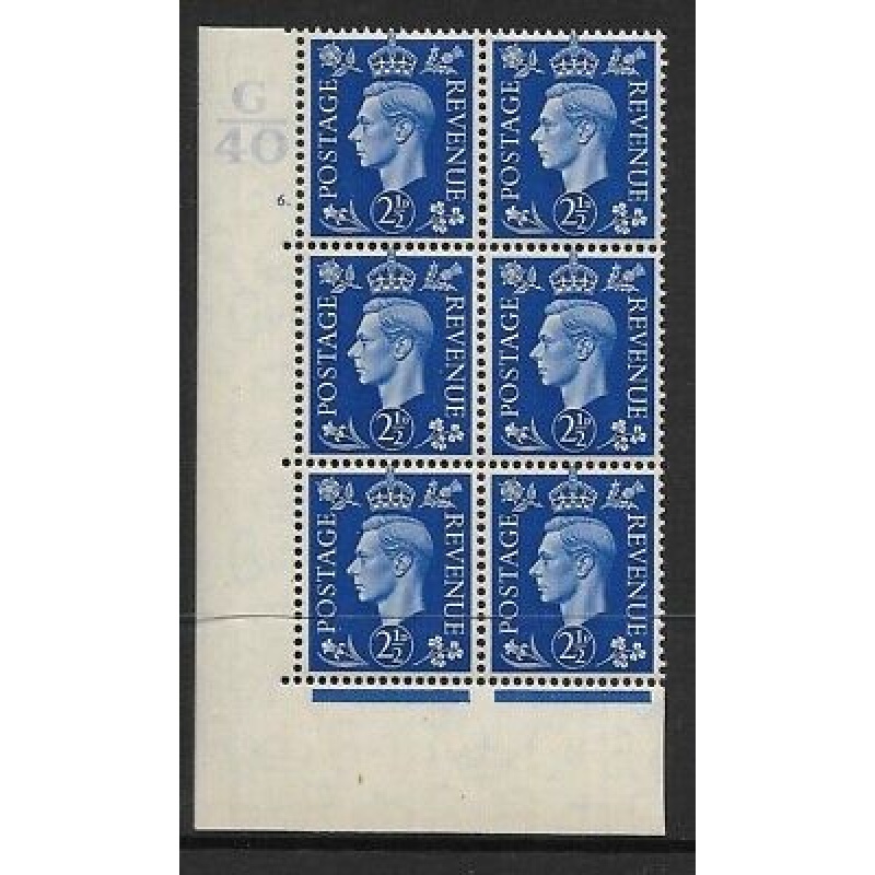 1937 2d Blue Dark colours G40 6 Dot perf 5(E I) block 6 UNMOUNTED MINT MNH