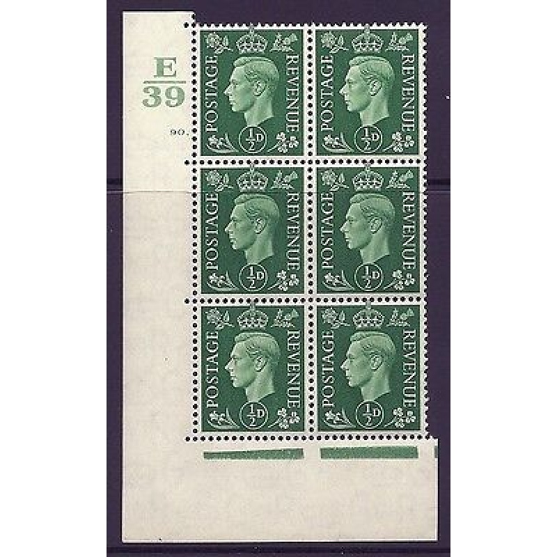 1937 d Green Dark colours E39 90 Dot Perf 5(E I) block 6 UNMOUNTED MINT MNH