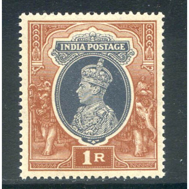 India 1r Grey  Red Brown SG259 Mounted Mint