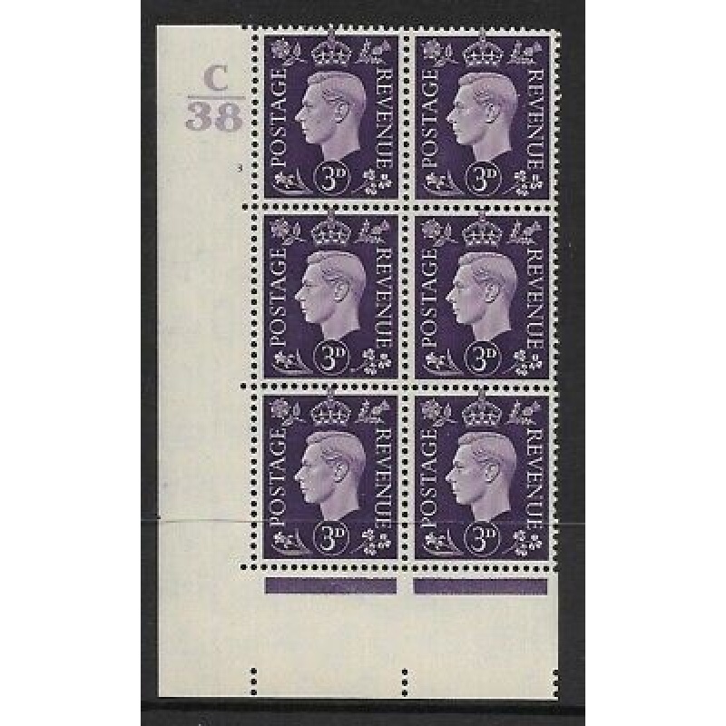 1937 3d Violet Dark colours C38 3 No Dot perf 5(E I) block 6 UNMOUNTED MINT MNH