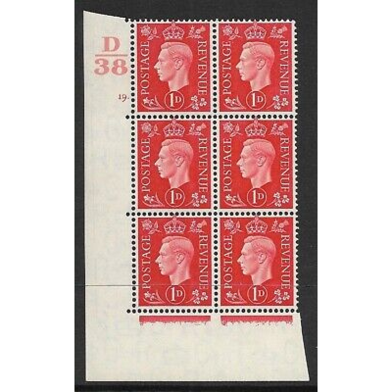 1937 1d Red Dark colours D38 19 Dot perf 5(E I) block 6 UNMOUNTED MINT MNH