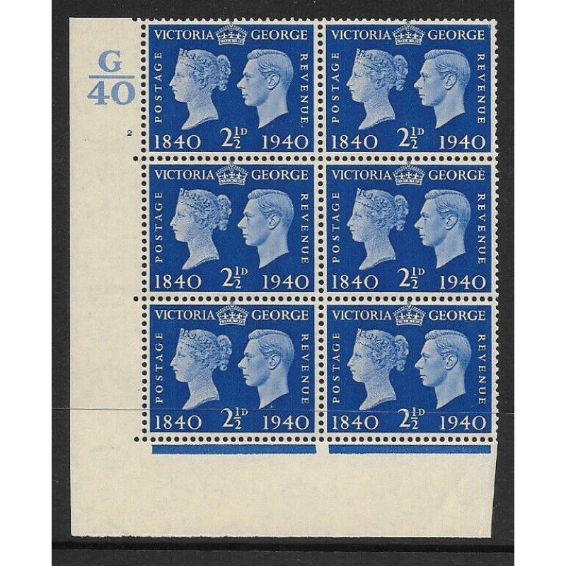 Sg 483 listed variety 1940 2d Centenary Cylinder G40 2 No Dot UNMOUNTED MINT