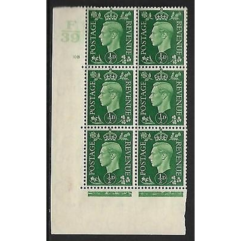 Sg 462 d Green Dark colours F39 108 No Dot Perf 5(E I) block 6 UNMOUNTED MINT