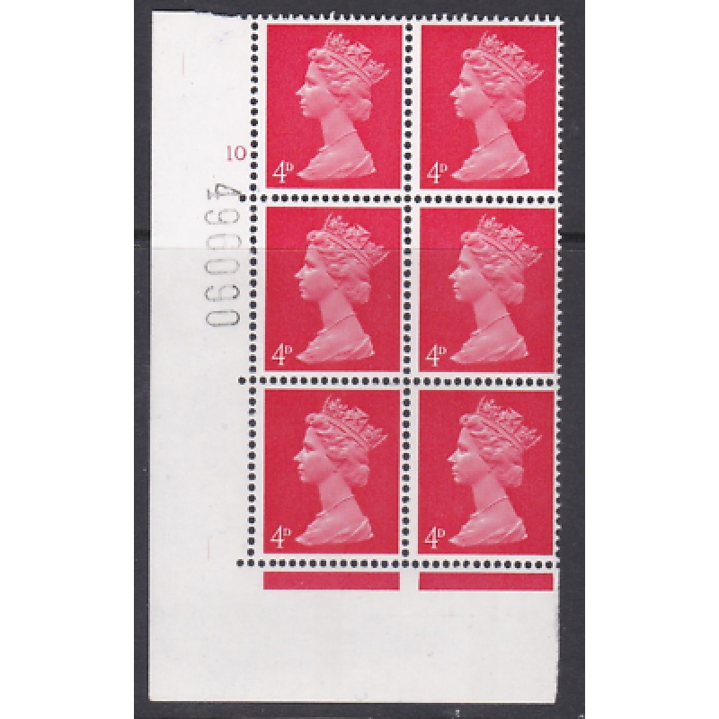 Pre-decimal Machin 4d Vermilion PVA CB Head A Perf A Cylinder 10 No dot - MNH