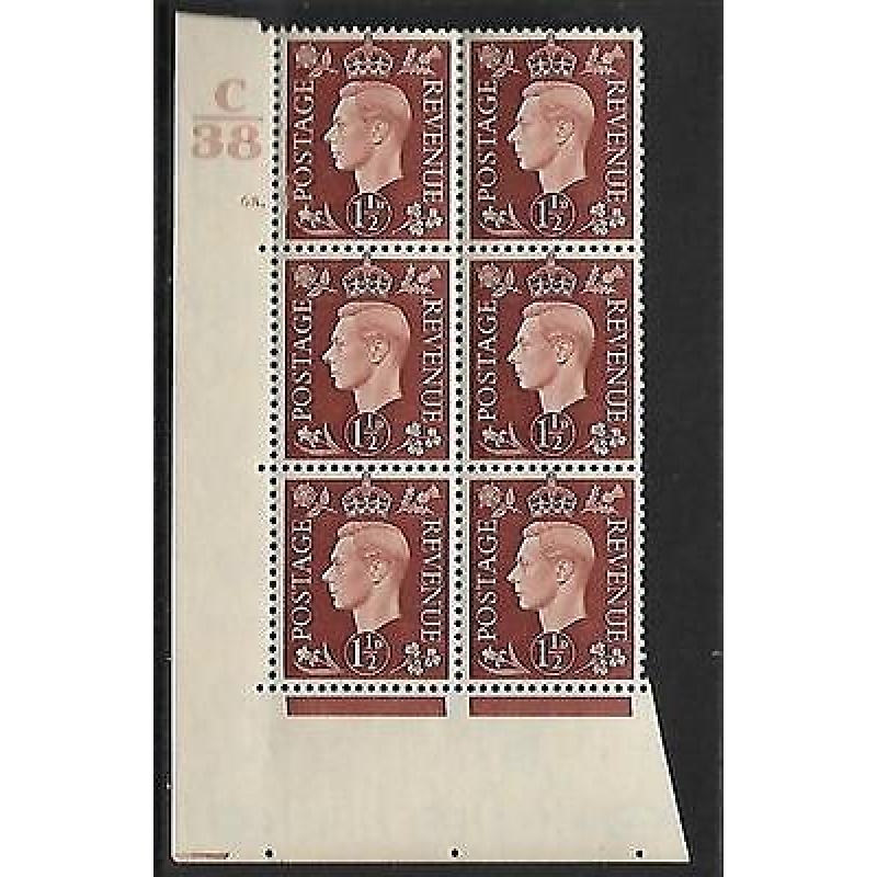 1937 1d Brown Dark colours C38 68 Dot perf 5(E I) block 6 UNMOUNTED MINT