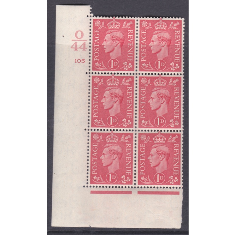 1937 1d Red O44 105 No Dot perf 5(E I) block 6 UNMOUNTED MINT MNH