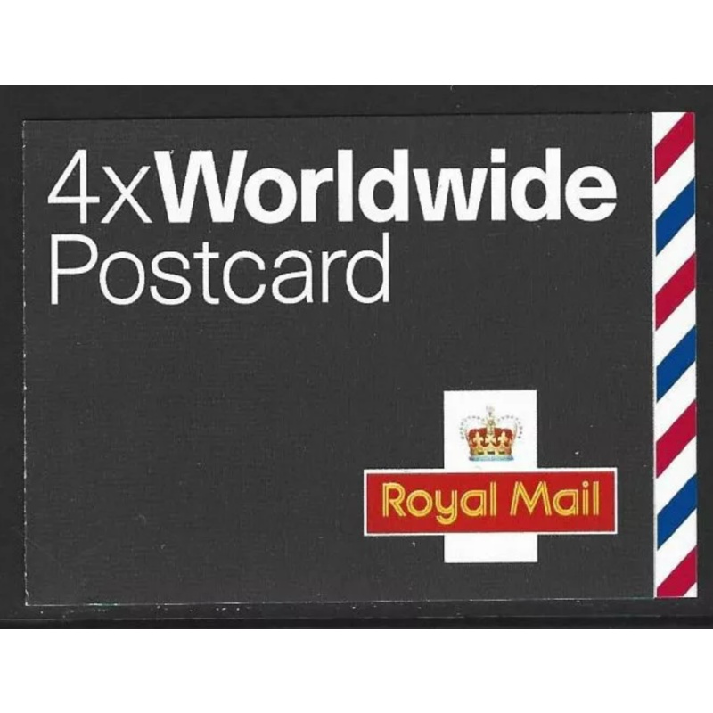 MJA1 Barcode Booklet 4 x Worldwide Postcard stamps - complete  - No Cylinder