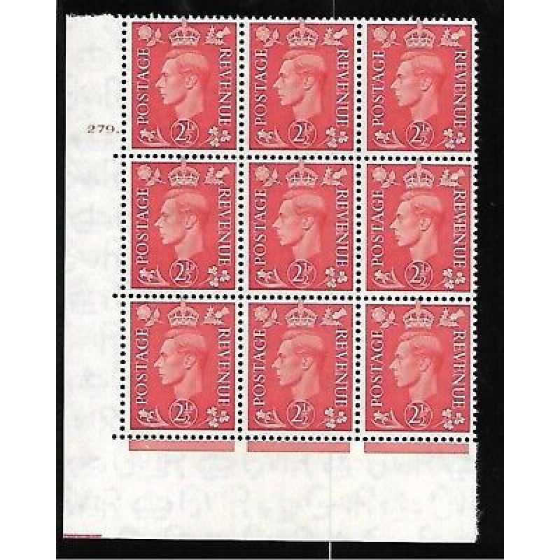 2d Pale Scarlet 279 Dot cylinder block Perf 5(E I) UNMOUNTED MINT MNH