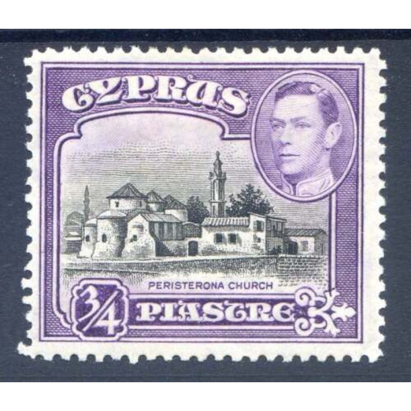 Cyprus 3 4pi Black  Violet SG153 Mounted Mint