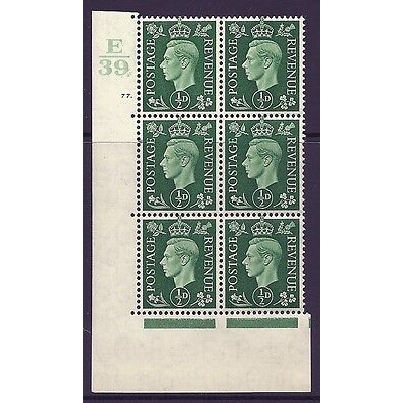 1937 d Green Dark colours E39 77 Dot Perf 5(E I) block 6 UNMOUNTED MINT MNH