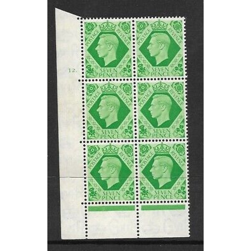 1939 7d Dark colours 12 Dot perf 6B(E P) block 6 UNMOUNTED MINT MNH