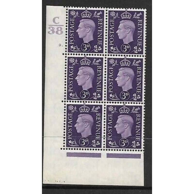 1937 3d Violet Dark colours C38 9 Dot perf 5(E I) block 6 UNMOUNTED MINT