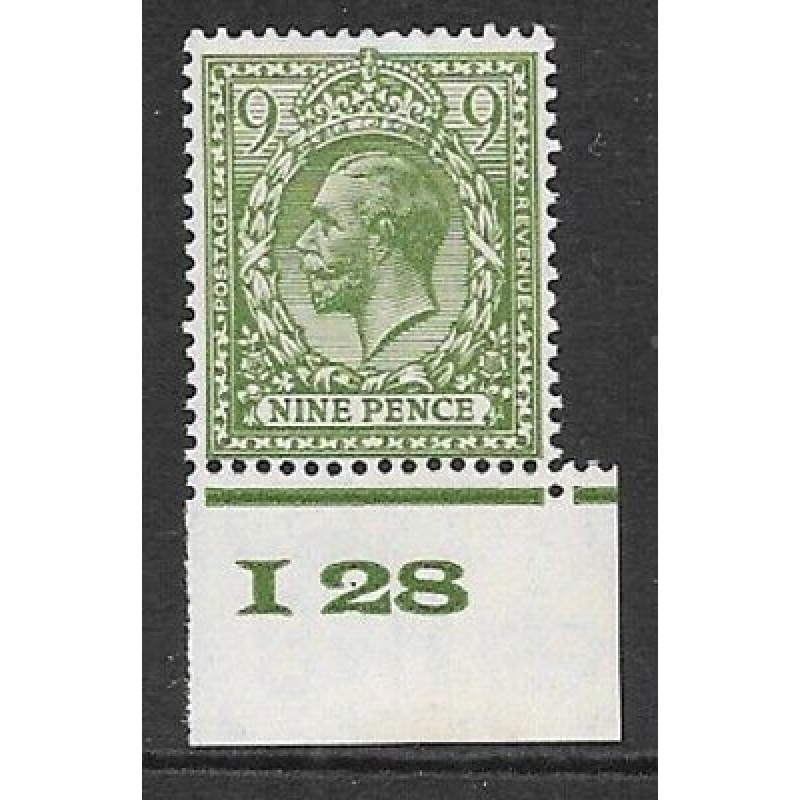 N43(4) 9d Olive Yellow Green Block Cypher Control I28 imperf UNMOUNTED MINT