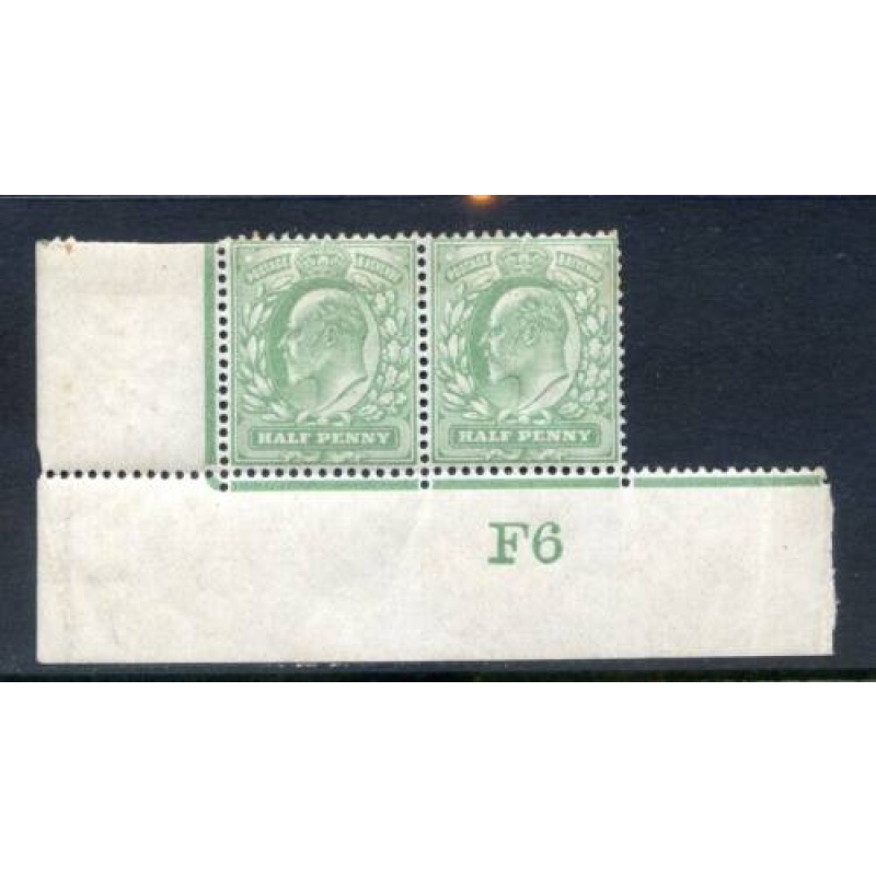 KEV11 1 2d Pale Green F6 (I) Control Pair Unmounted Mint